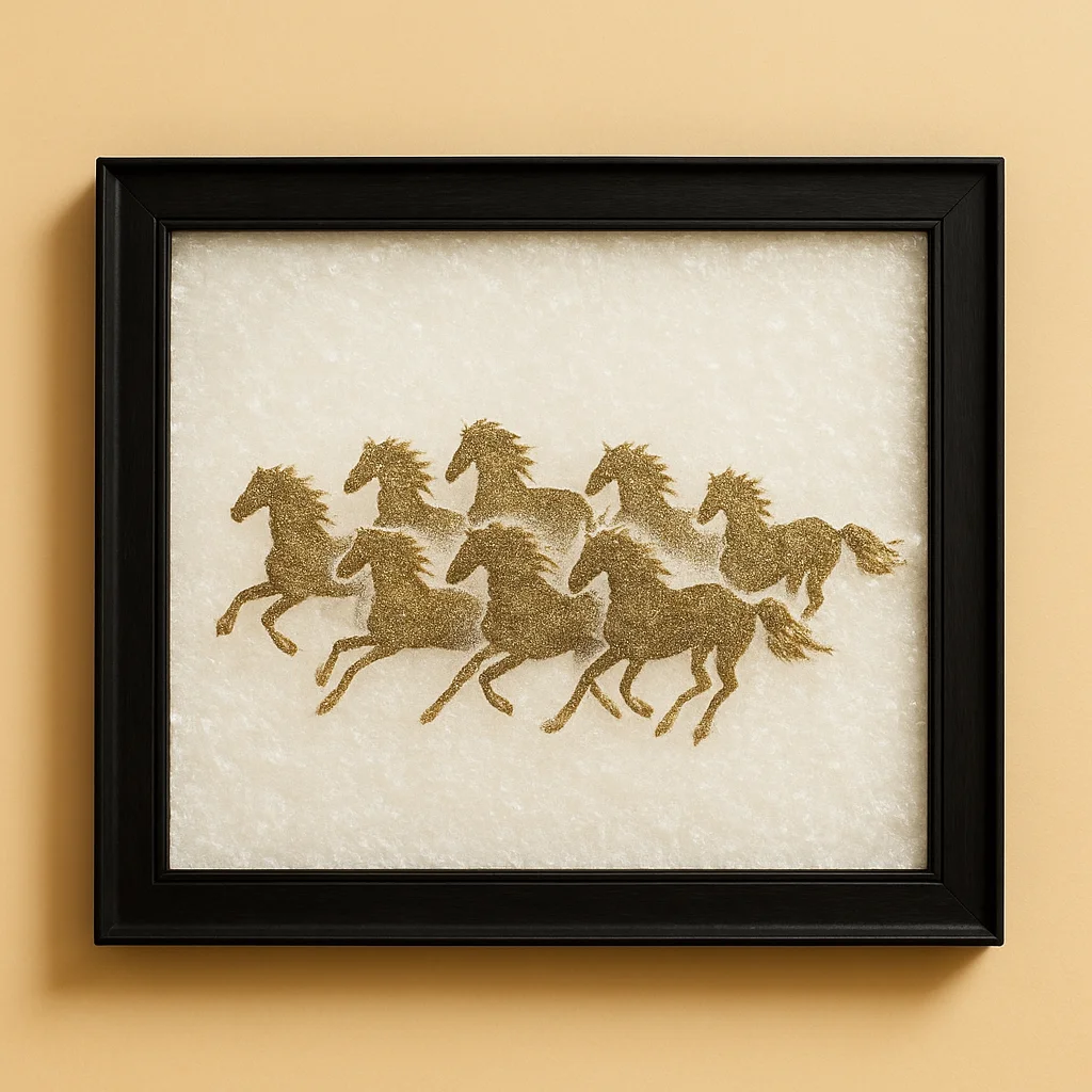 7 Horses on Pyrite & Selenite Dust Frame